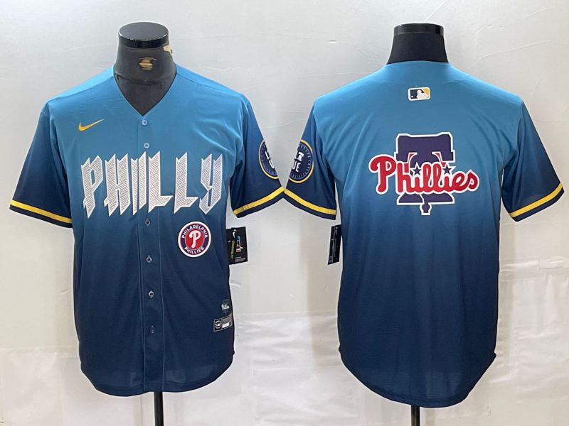 Men Philadelphia Phillies Blank Blue City Edition Nike 2024 MLB Jersey style 5